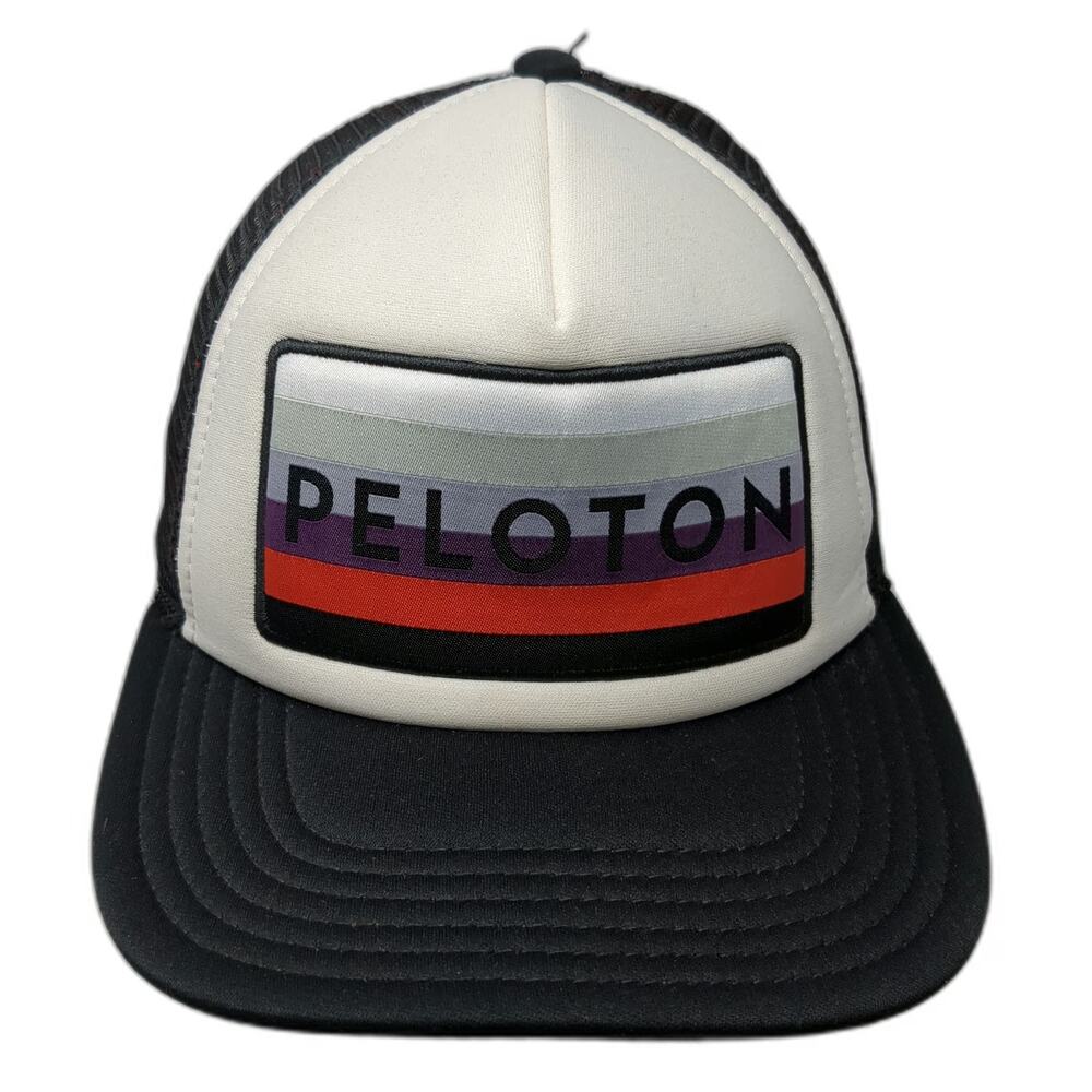 Peloton Trucker Hat Black One Size Mesh Back Foam Front Snapback Logo Patch